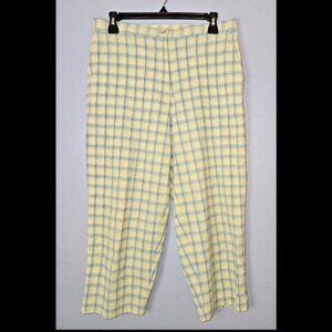Plaid Seersucker Casual Cropped Pants by Lily's of Beverly Hills, Size 12